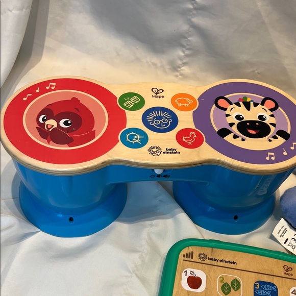 Baby Einstein Musical Octopus plush & Wood Curiosity Tablet & Wooden upbeat drum - Picture 5 of 8